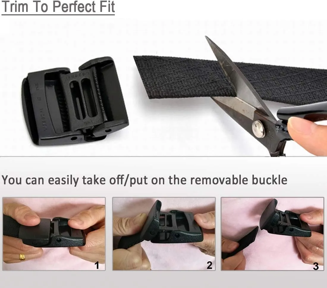WYuZe Men's Military Tactical Web Belt, Casual Nylon Webbing with No Metal Buckle