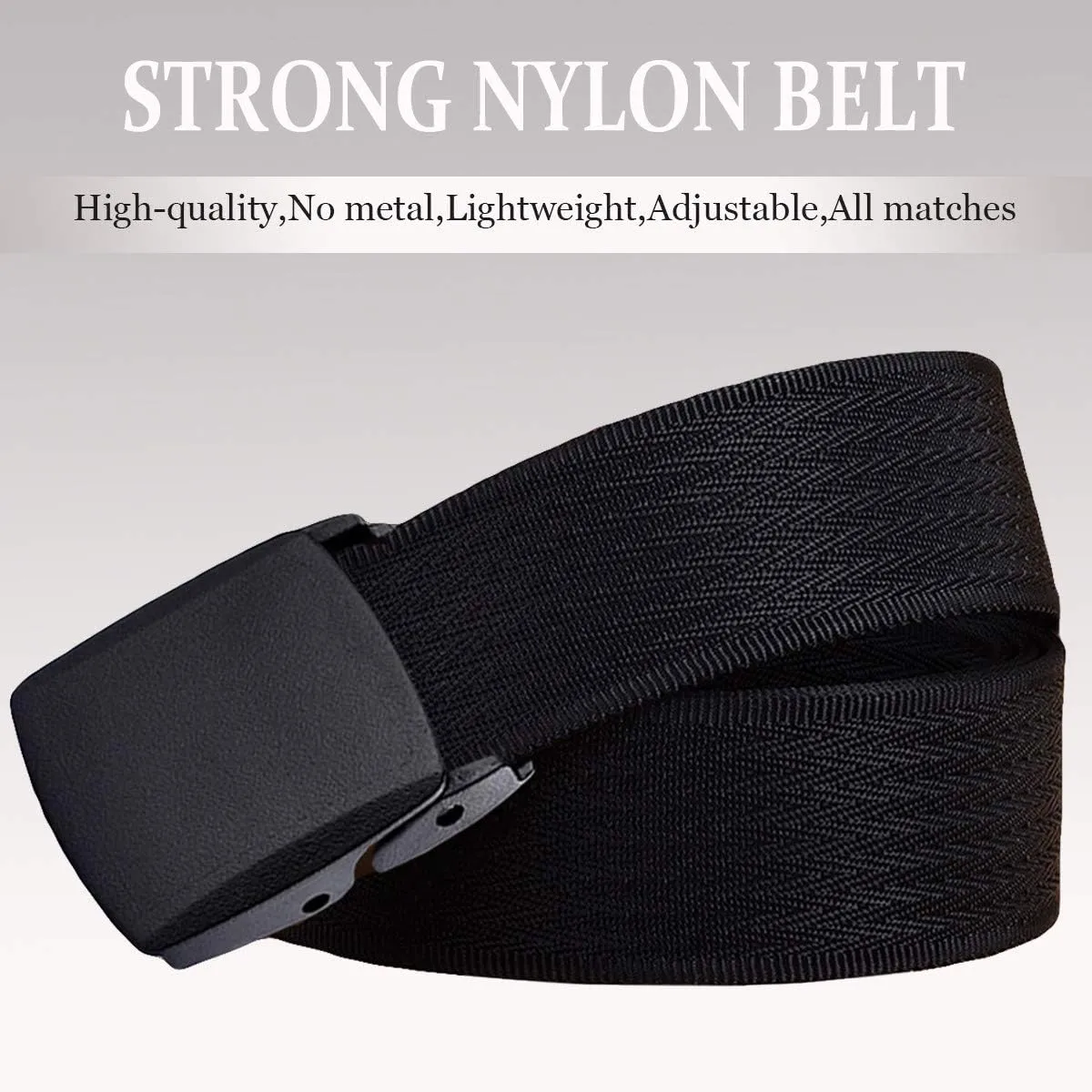 WYuZe Men's Military Tactical Web Belt, Casual Nylon Webbing with No Metal Buckle