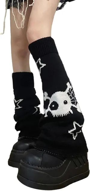 Y2k Leg Warmers for Women Two Side Wear Leg Warmers Girls Kawaii Knitted Leg Warmer Gothic Harajuku Cute Leg Warmer