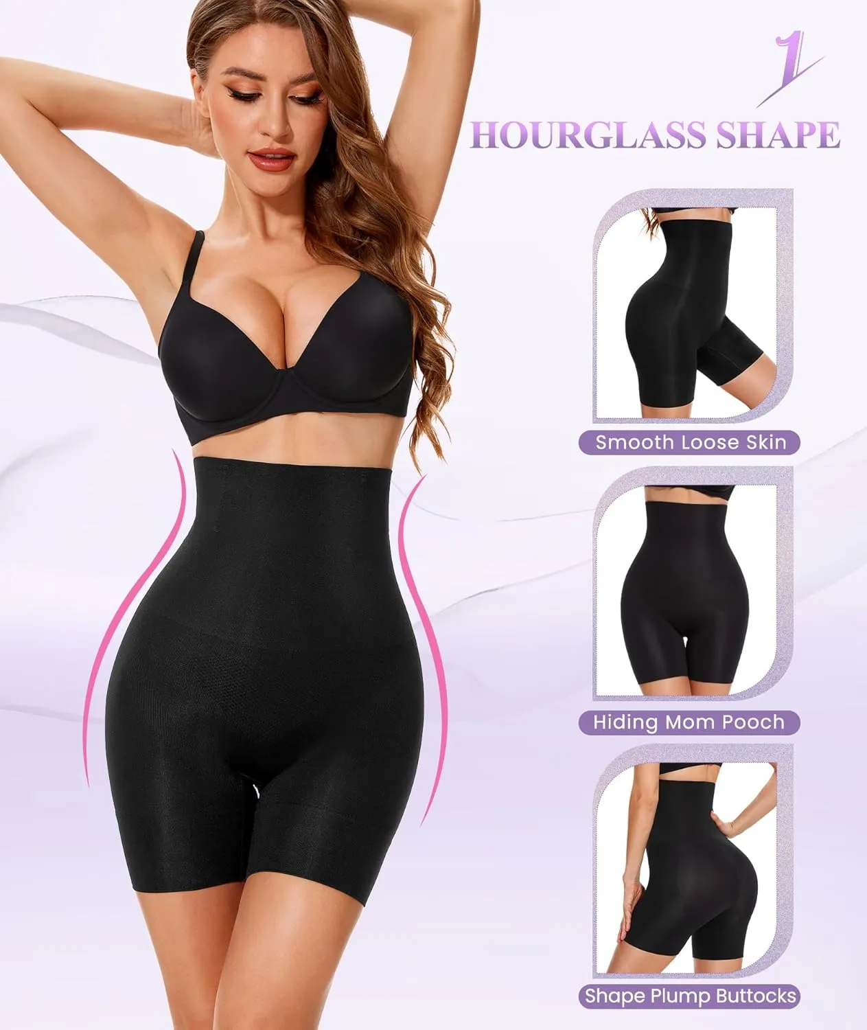 YADIFEN Shapewear Shorts for Women Tummy Control, Seamless Body Shaper High Waisted Butt Lifter Shorts Under Dresses