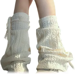 YELAIVP Women's Leg Warmers Knit Kawaii Y2K Harajuku Leg Warmers with Adjustable String for Women Lolita Accessories